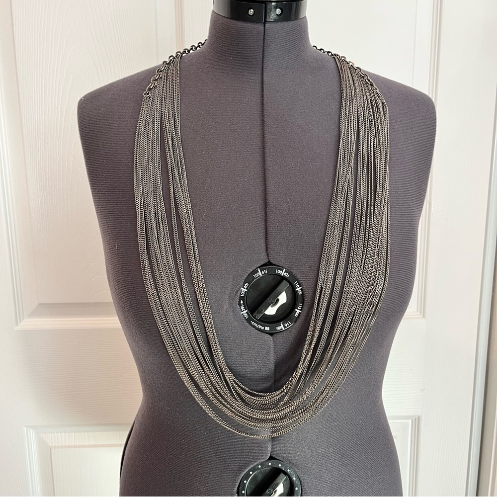 Cara Silver Multi-Strand Chain Necklace